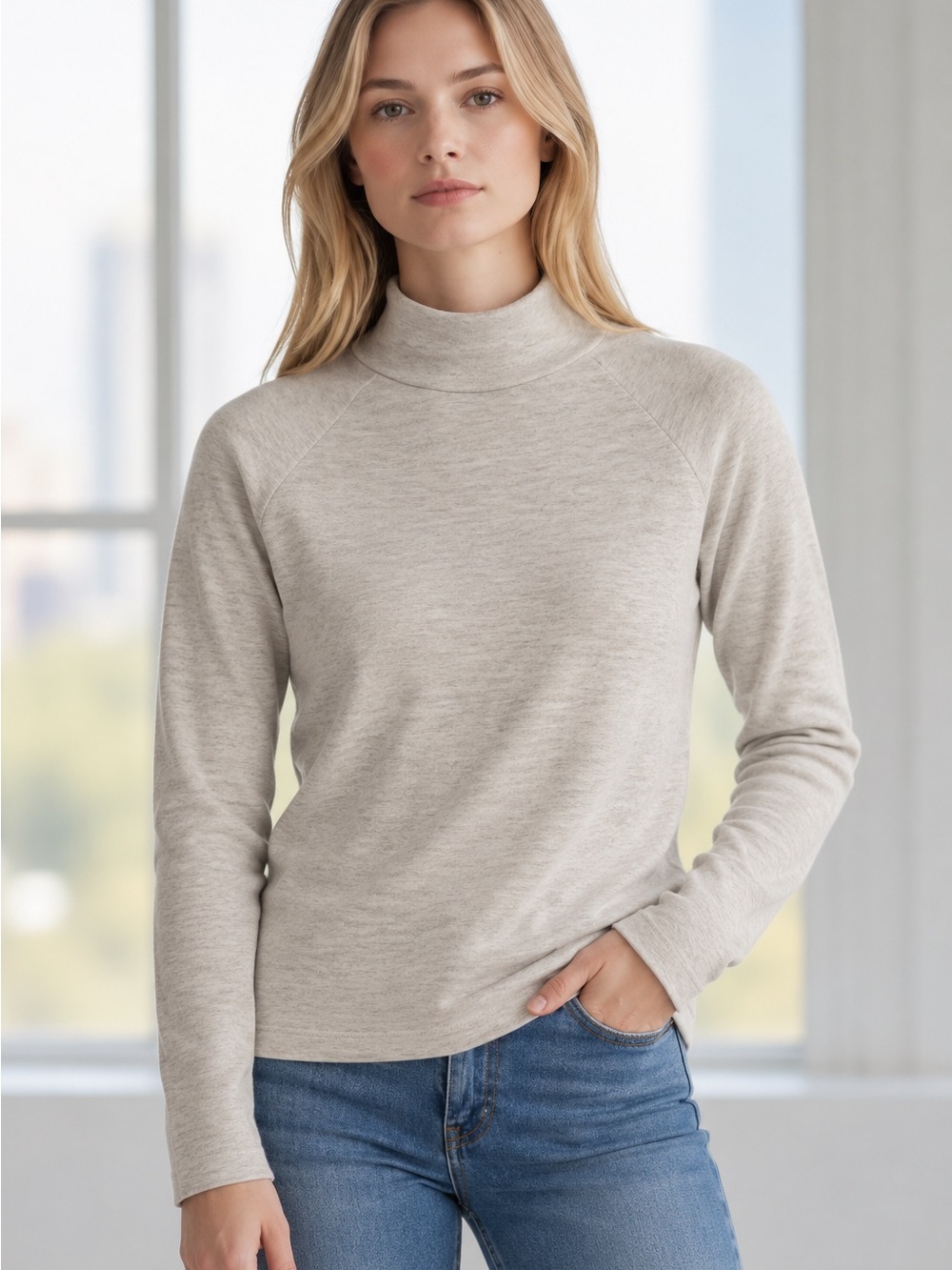 Vince Wool Cashmere Blend Mock Neck Sweater – XS – Oatmeal Heather